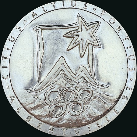 Stamp of Olympics 1992 Albertville participation medal, chrome plate