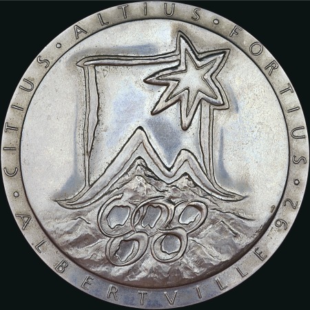 Stamp of Olympics 1992 Albertville participation medal, chrome plate