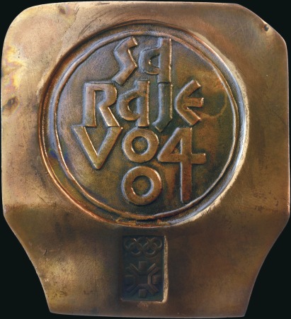 Stamp of Olympics 1984 Sarajevo participation medal, bronze, some ta