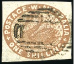 Stamp of Australia » Western Australia 1854-64 Swan selection of 7 stamps incl. 1854 1d b