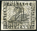 Stamp of Australia » Western Australia 1854-64 Swan selection of 7 stamps incl. 1854 1d b