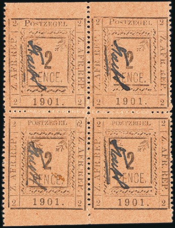 Stamp of South Africa » Anglo Boer War PIETERSBURG: 1901 2d Black on orange, types P2 and