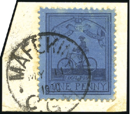 Stamp of South Africa » Mafeking 1900 Major Goodyear 1d Deep blue on blue tied to s