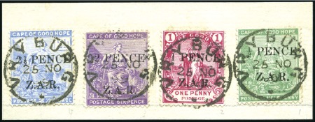 Stamp of South Africa » Vrybrug 1899 1/2d on 1/2d to 2 1/2d on 2 1/2d set of four tied