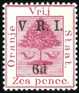 Stamp of South Africa » Orange Free State 1900 6d on 6d bright carmine with variety "no stop