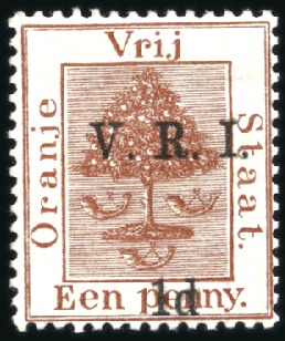 Stamp of South Africa » Orange Free State 1896 1d on 1d Deep brown (error of colour), mint o