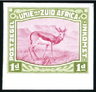 Stamp of South Africa » Union & Republic of South Africa 1923 1d Harrison Springbok unadopted essay in gree
