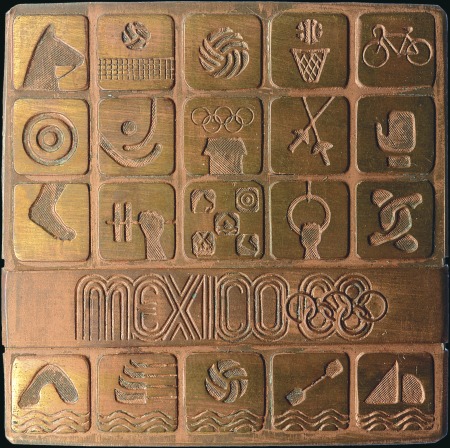 Stamp of Olympics 1968 Mexico participation medal, minor tarnishing,