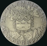 Stamp of Olympics 1976 Innsbruck participation medal in original cas