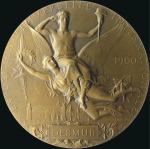 Stamp of Olympics 1900 Paris Exposition award medal by Chaplain, bro