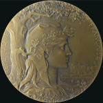 Stamp of Olympics 1900 Paris Exposition award medal by Chaplain, bro