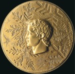 Stamp of Olympics 1968 Grenoble participation medal in bronze, incl.