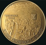 Stamp of Olympics 1968 Grenoble participation medal in bronze, incl.