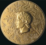 Stamp of Olympics 1968 Grenoble participation medal in bronze, incl.