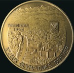 Stamp of Olympics 1968 Grenoble participation medal in bronze, incl.