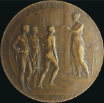 Stamp of Olympics 1920 Antwerp participation medal in bronze, some l