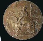 Stamp of Olympics 1896 Athens participation medal in bronze, rim nic