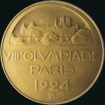 Stamp of Olympics 1924 Paris participation medal in bronze, very fin