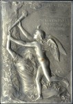 Stamp of Olympics 1900 Paris Exposition plaque in silvered bronze by