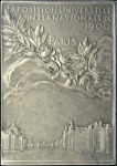 Stamp of Olympics 1900 Paris Exposition plaque in silvered bronze by