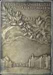 Stamp of Olympics 1900 Paris Exposition plaque in silvered bronze by