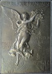 Stamp of Olympics 1900 Paris Exposition award plaque in silvered bro