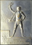 Stamp of Olympics 1900 Paris Exposition award plaque in silvered bro