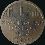 Stamp of Olympics 1948 London participation medal in bronze, some ox