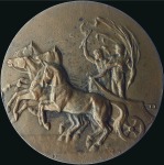 Stamp of Olympics 1948 London participation medal in bronze, some ox