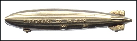 Stamp of Olympics Hindenburg Zeppelin pin in silver (hallmarked "800
