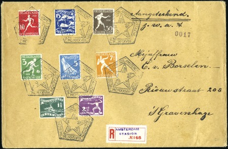 Stamp of Olympics 1928 (Jul 10) Envelope with complete Olympic set t