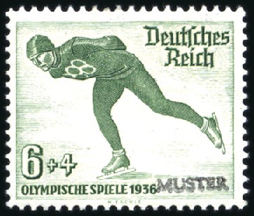 Stamp of Olympics 1936 Garmisch-Partenkirchen set of three with "MUS