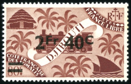 Stamp of Colonies françaises » Côtes des Somalis 1945 Trois valeurs non émises : Yv. n°237 avec sur