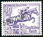 Stamp of Olympics 1936 Berlin set of 8 with "SPECIMEN" ovpt, mint hi