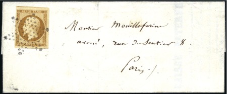 Stamp of France 1852 10c Présidence, belles marges avec voisin en 