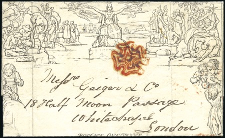 Stamp of Great Britain » 1840 Mulreadys & Caricatures 1840 (Oct 30) 1d Mulready lettersheet, stereo A68,