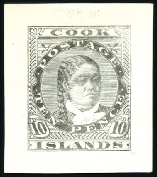 Stamp of Cook Islands 1893 Queen Makea Takau Die Proofs: 1d in brown, 1d