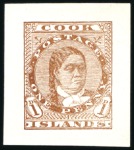 Stamp of Cook Islands 1893 Queen Makea Takau Die Proofs: 1d in brown, 1d