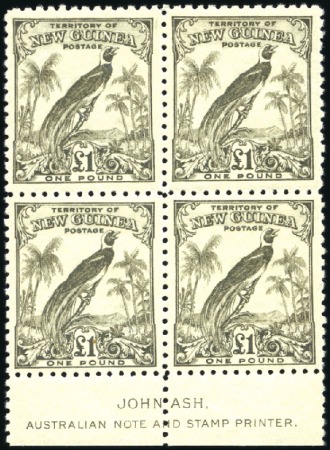 Stamp of New Guinea 1932 Redrawn 10s and £1 in lower matching lower ma