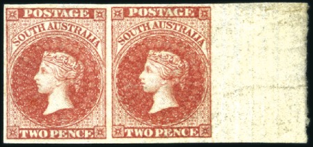 Stamp of Australia » South Australia 1855 London printing 2d rose-carmine horiz. pair w
