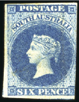 Stamp of Australia » South Australia 1855 London printing 6d deep blue, fresh mint with
