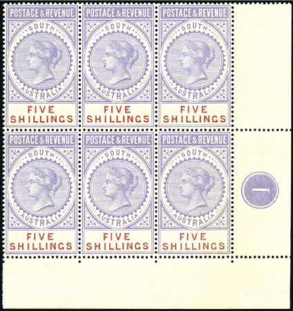 Stamp of Australia » South Australia 1886 High values, plate proofs of 2s6d and 5s, bic