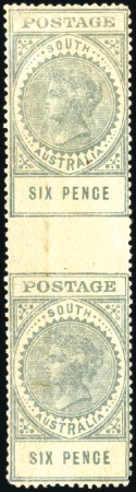 Stamp of Australia » South Australia 1906-12 Wmk Crown A 6d blue-green in vertical pair