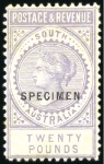 Stamp of Australia » South Australia 1886-96 High values, 2s6d to £20 complete with bot