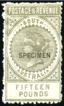 Stamp of Australia » South Australia 1886-96 High values, 2s6d to £20 complete with bot