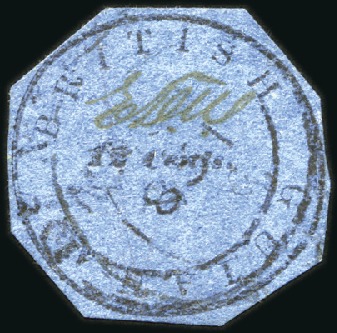 Stamp of British Guiana 1850 Cottonreel 12 cents black on blue, Townsend t