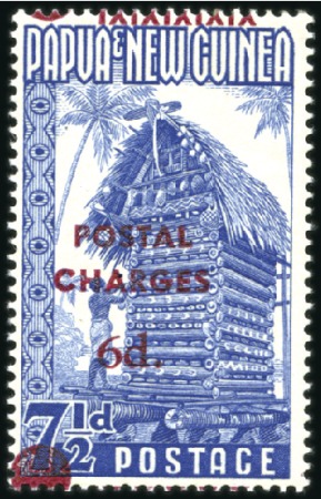 Stamp of Papua New Guinea 1960 Postal Charges 6d surch. on 7 1/2d, surcharge