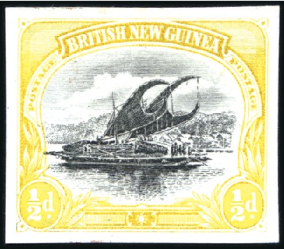 Stamp of Papua 1901-05 Lakatoi colour trials 1/2d imperf. in blac
