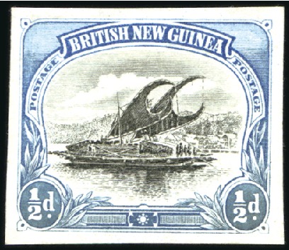 Stamp of Papua 1901-05 Lakatoi colour trials 1/2d imperf. in blac