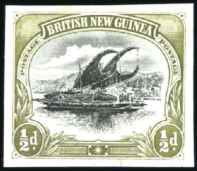 Stamp of Papua 1901-05 Lakatoi colour trials 1/2d imperf. in blac